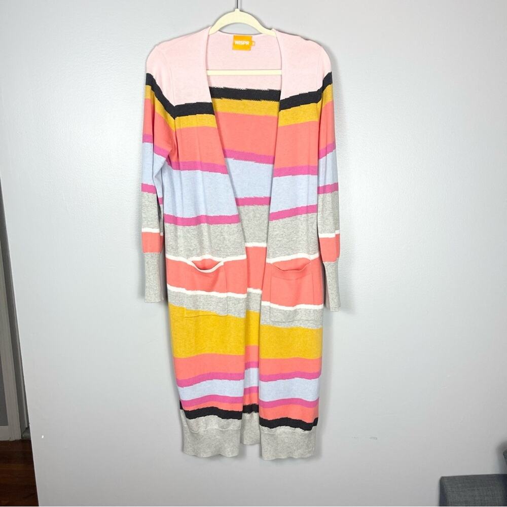 Wispr Sand Dune Maxi Cardigan Sweater Duster Open Front Multicolor Woman size M